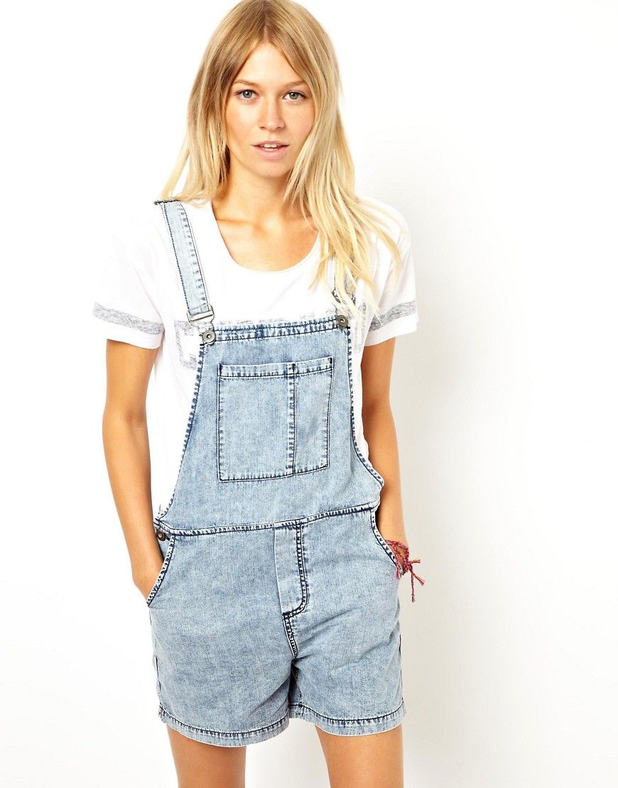 ASOS Denim Overall Shorts in Vintage Wash | ASOS US