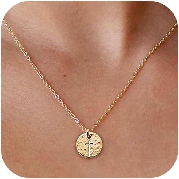Small Cross Necklace for Women Dainty 14K Gold Silver Plated Cross Pendant Necklace Everyday Simp... | Amazon (US)