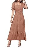 PRETTYGARDEN Womens Dresses 2026 Summer Maxi Dress Boho Short Sleeve V Neck Swiss Dot Ruffle Tier... | Amazon (US)