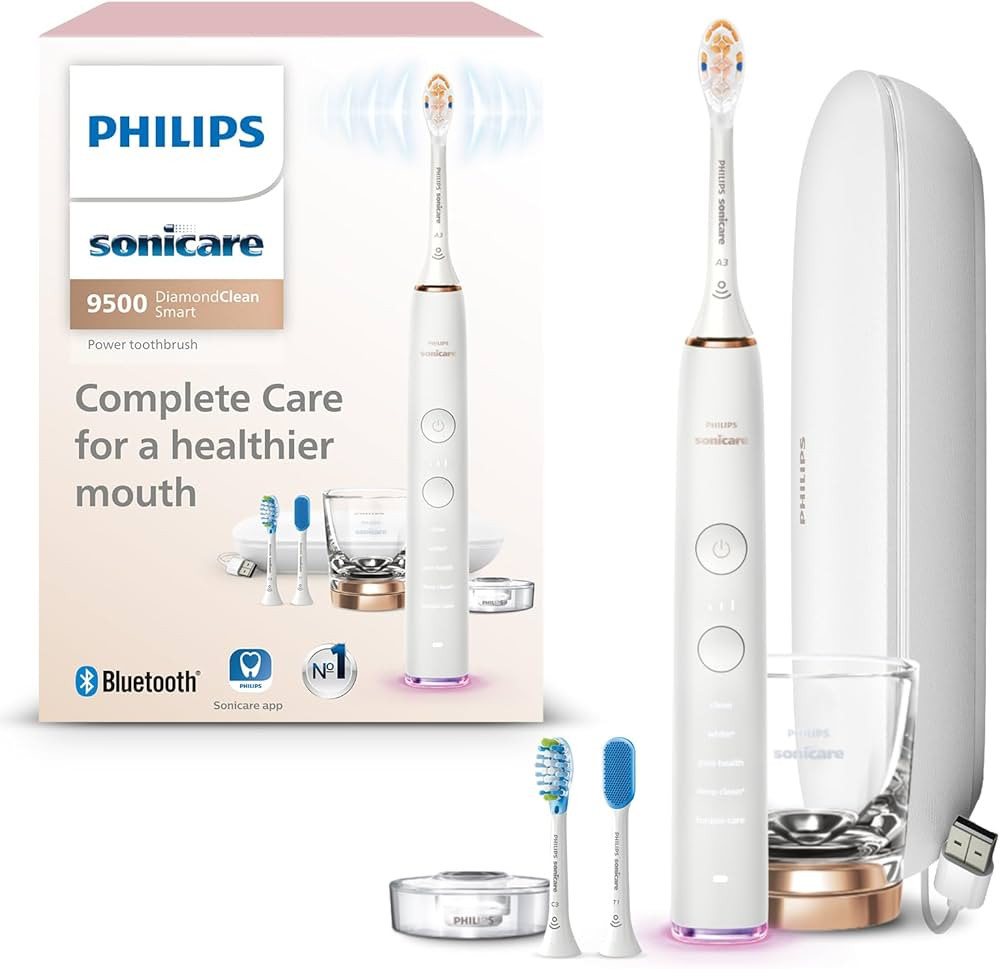 Philips Sonicare DiamondClean Smart 9500 Electric Toothbrush, Sonic Toothbrush with App, Pressure... | Amazon (US)