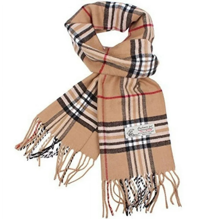 Plaid Cashmere Feel Classic Soft Luxurious Winter Scarf For Men Women (Camel) - Walmart.com | Walmart (US)
