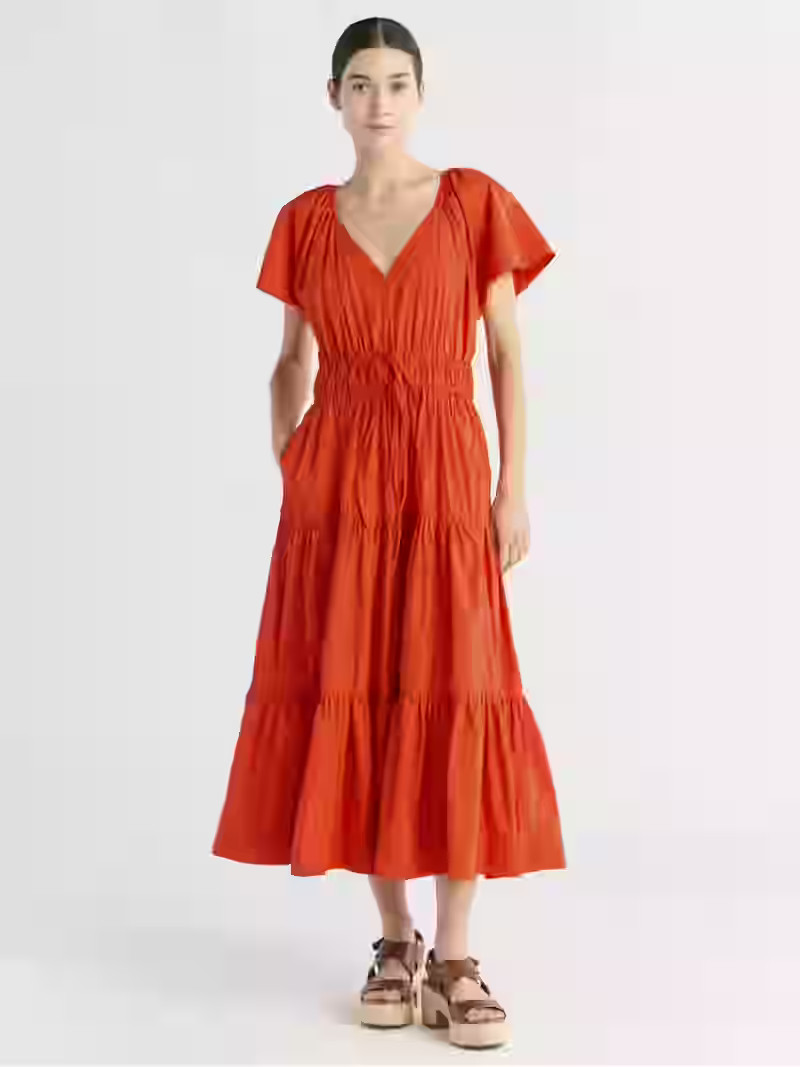 Free Assembly Women's and Women's Plus Tiered Cotton Maxi Dress, Sizes XS-4X | Walmart (US)
