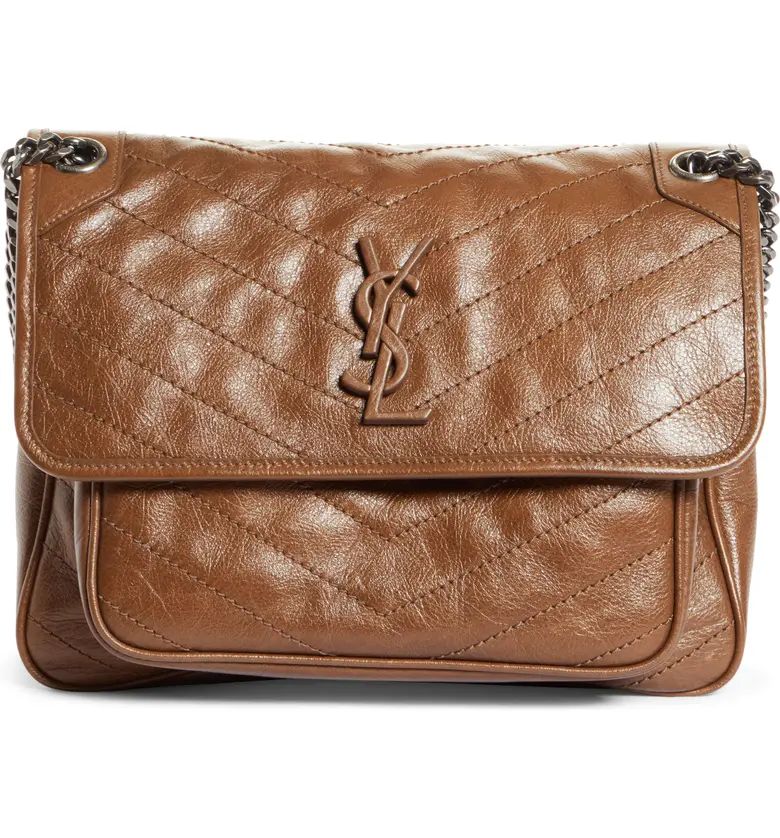 Saint Laurent Medium Niki Crinkled Matelassé Leather Shoulder Bag | Nordstrom | Nordstrom