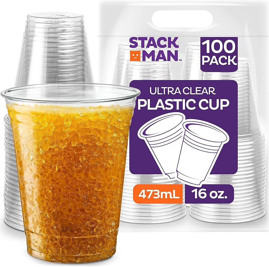 Crystal Clear Disposable Plastic Cups PET [100 Pack - 16 oz.] | Amazon (US)