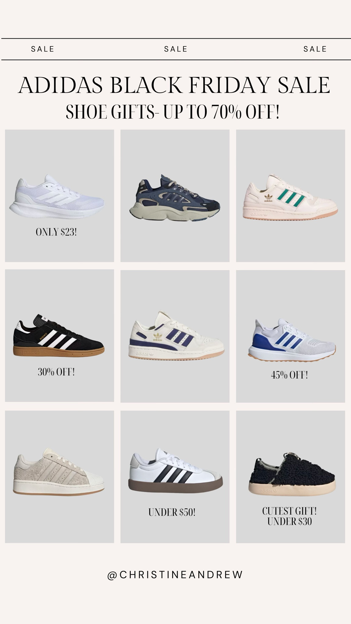adidas Black Friday sale starts today!! New shoes always make an amazing gift - these are all up to 70% off on sale! 🎄✨

@adidas #adidaspartner #createdwithadidas 

Gift guide, womens gift, gift for her, kids gift, tween boy gift, teen boy gift, tween girl gift, little boy gift, sneaker gift, shoe gift, adidas sale, Christine Andrew 

#LTKKids #LTKShoeCrush #LTKSaleAlert