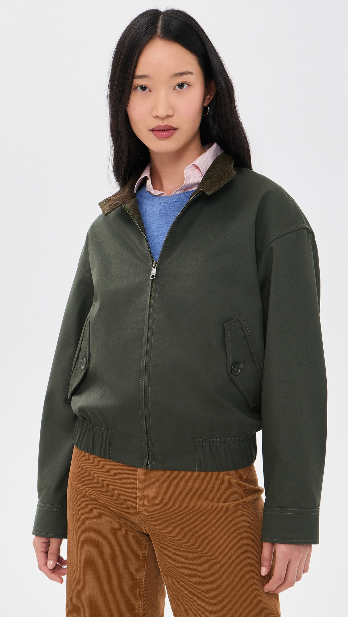 Alex Mill Cropped Zip Jacket In Twill Gabardine Autumn Green XS | Shopbop