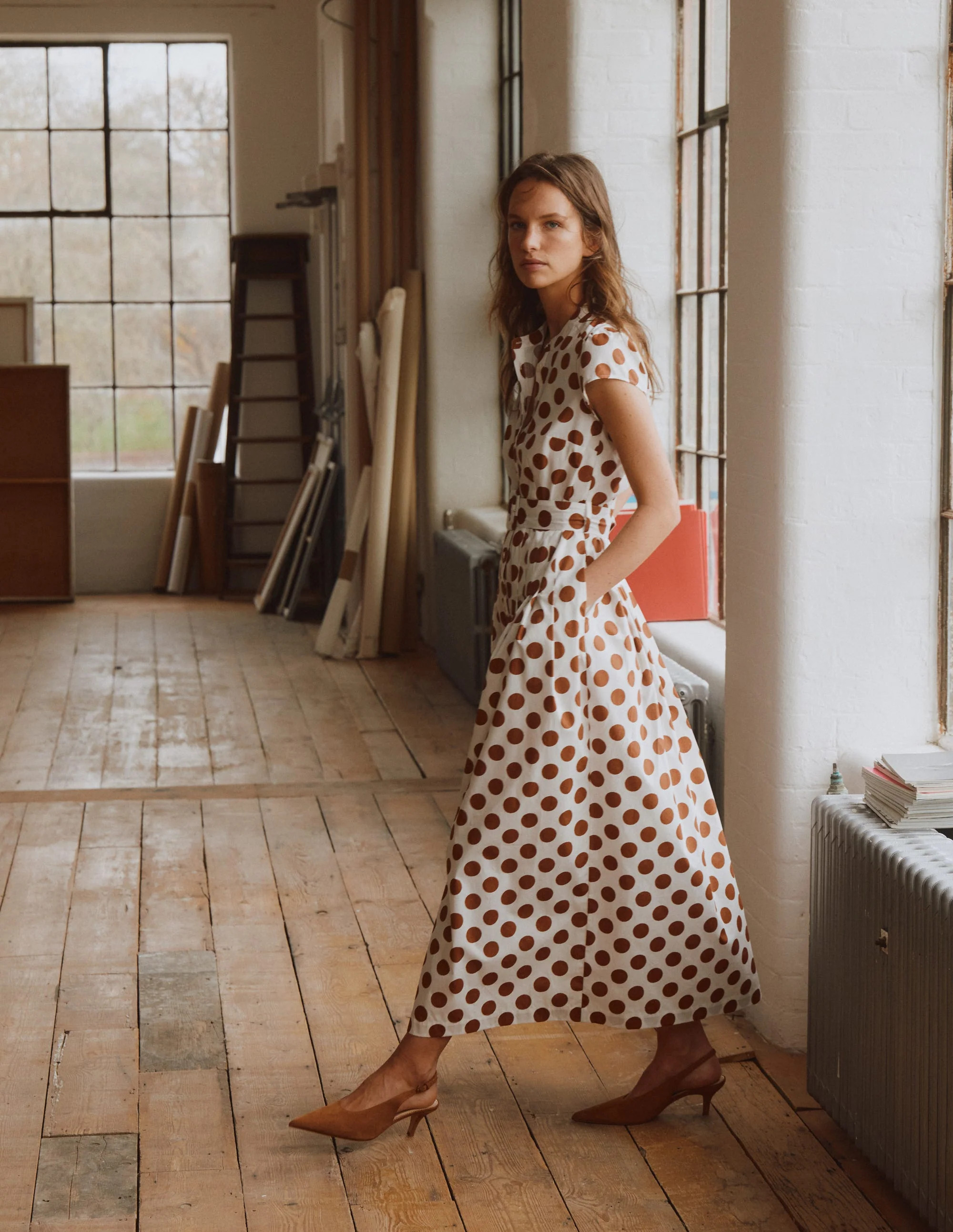 Arabella Cotton Maxi Dress-Argan Oil, Painted Dot | Boden (US)