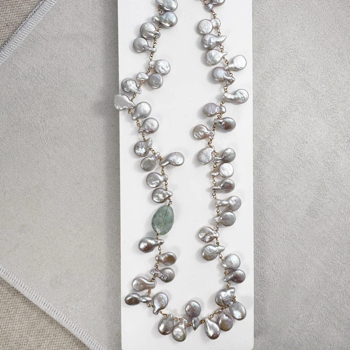Silver Pearl & Copper Aquamarine Necklace | Sarah Cornwell Jewelry