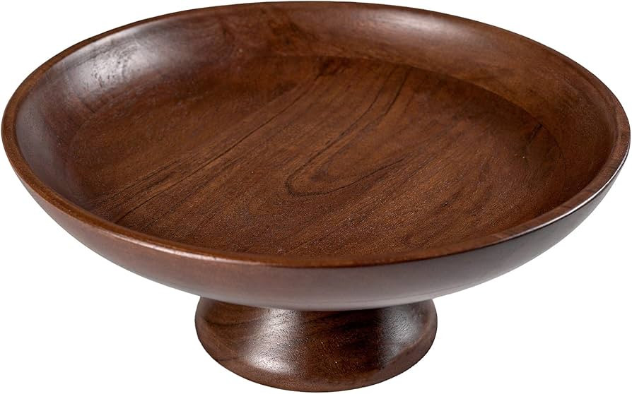 The Fine Living Co. Wooden Fruit Bowl, Large Serving Platter for Dessert, Round Shaped Serving Bo... | Amazon (US)