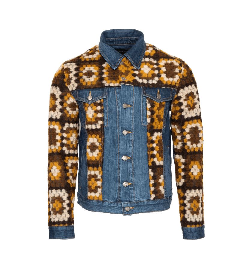 cout de la liberte o1h1sh11223 Wool Crochet Denim Trucker Jacket in Brown | Grailed | Grailed
