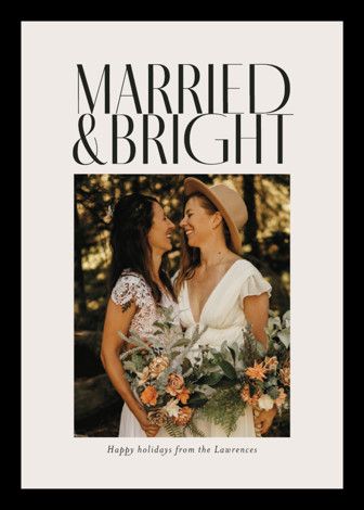 "Married & Bright" - Customizable Holiday Photo Cards in Black by Ekko Studio. | Minted
