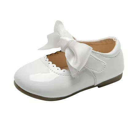 Toddler Little Girl Dress Shoes Mary Jane Flats Party Toddler Shoes Baby Girls Cute Fashion Bow Hollow Out Non-slip Small Leather Princess Shoes White 18-24 Months | Walmart (US)