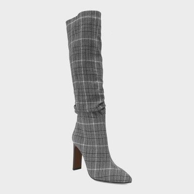 Women's Leigh Plaid Slouch Tall Fashion Boots - Who What Wear™ Black | Target