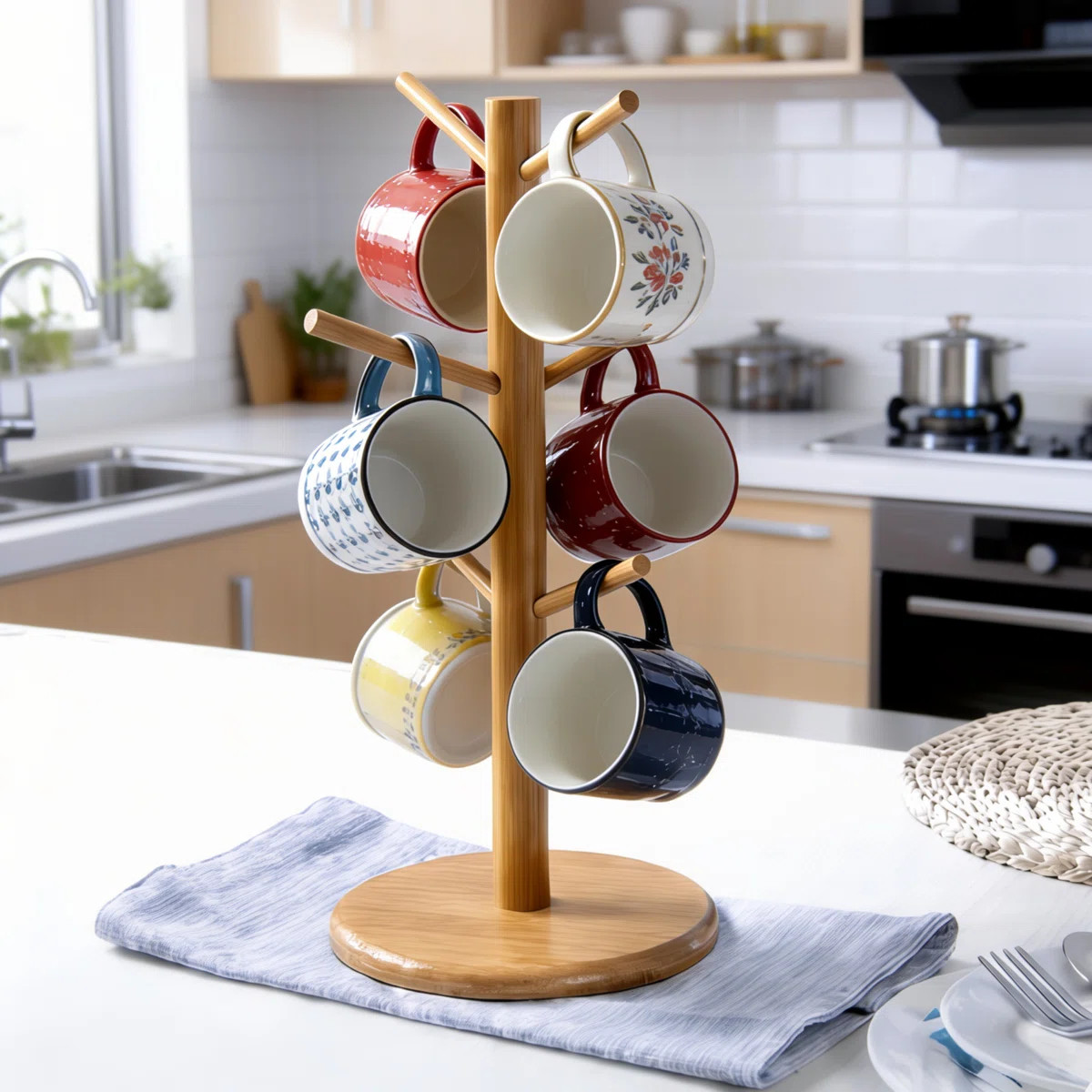 6-hook Bamboo Mug Tree  Coffee Cup Multifunctional Storage Rack | Wayfair North America
