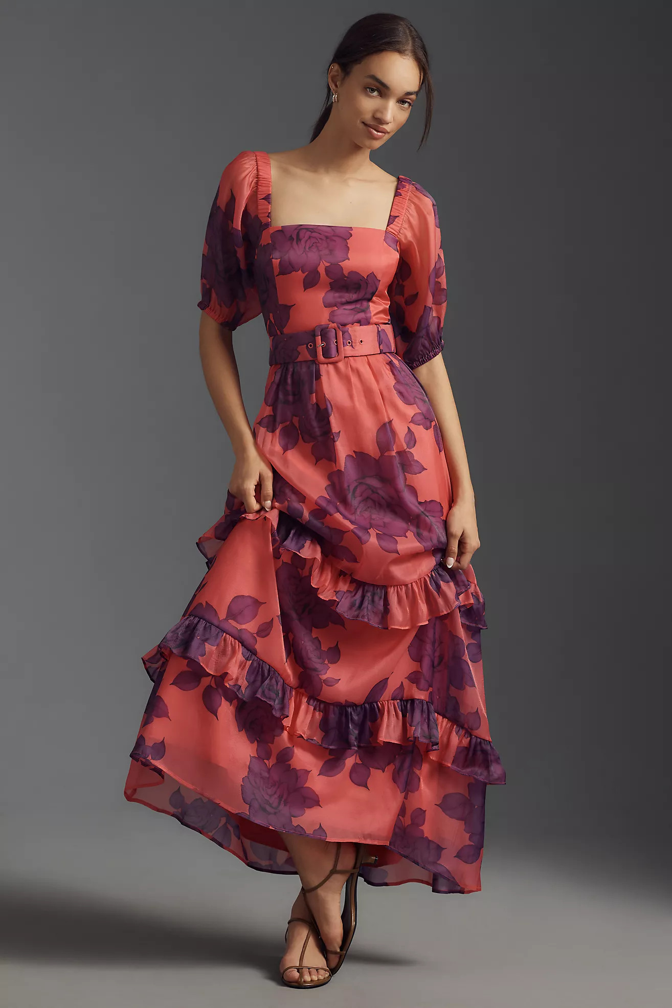 Hutch Puff-Sleeve Ruffled Midi Dress | Anthropologie (US)