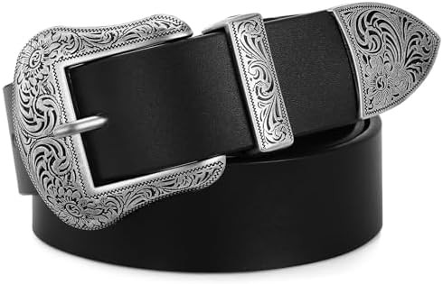 SANSTHS Western Belts for Woman, Cowboy Cowgirl Belt for Women Men Vintage Leather country Belt f... | Amazon (US)