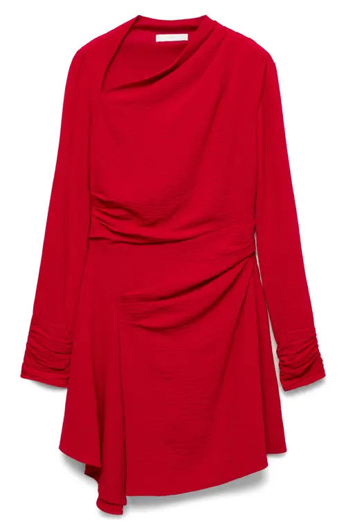 MANGO Blush Asymmetric Neck Long Sleeve Dress in Bright Red at Nordstrom, Size 4 | Nordstrom