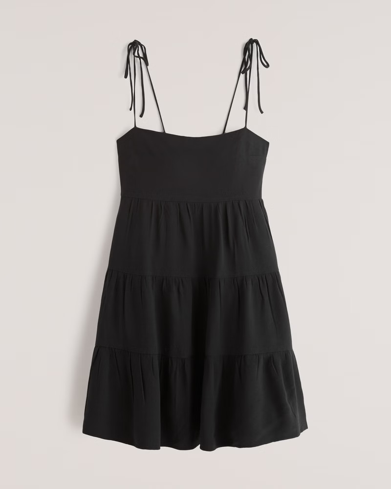 Tie-Strap Tiered Mini Dress | Abercrombie & Fitch (US)