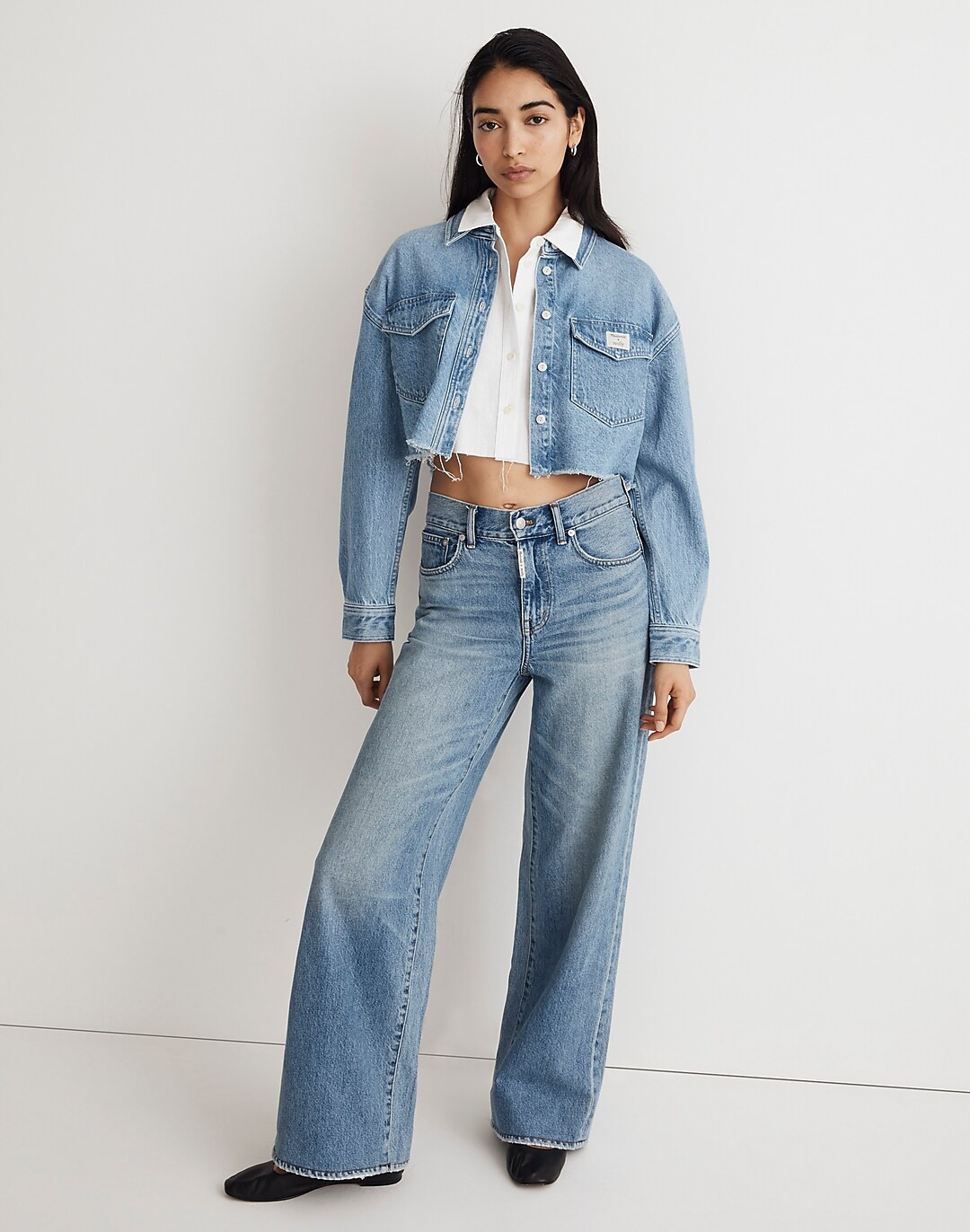 Madewell x Molly Dickson Denim Oversized Crop Shirt | Madewell