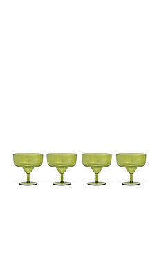 Here's How The Rue Margarita Glass Set Of 4 in Olive from Revolve.com | Revolve Clothing (Global)