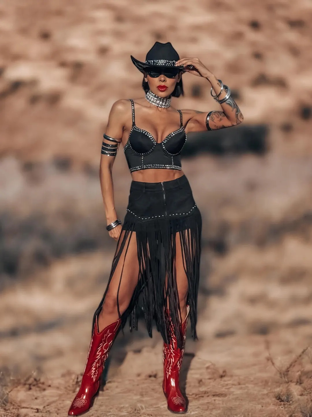 Black Faux Suede Fringe Shorts: Western Cowgirl Festival Outfit | Etsy (US)