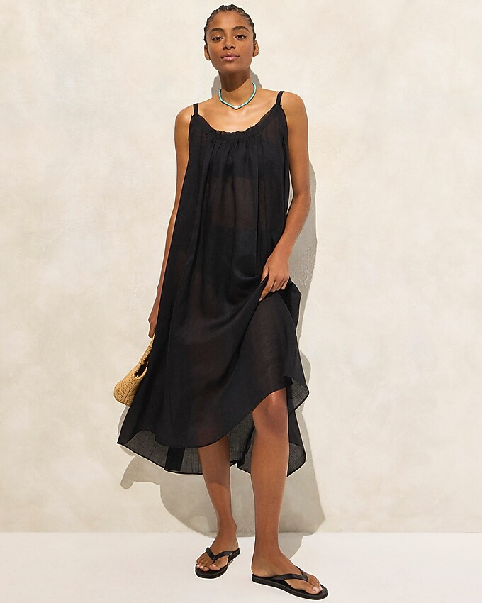Trapeze midi dress in ramie | J. Crew US