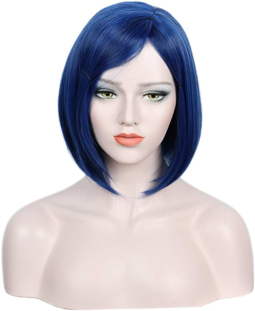 Linfairy Womens Short Blue Wig With Bangs Halloween Costume Cosplay Wig | Amazon (US)