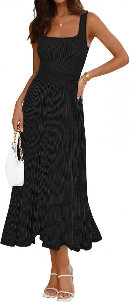 MEROKEETY Women's Summer Midi Dress 2026 Spring Sleeveless Pleated A Line Casual Business Work Co... | Amazon (US)