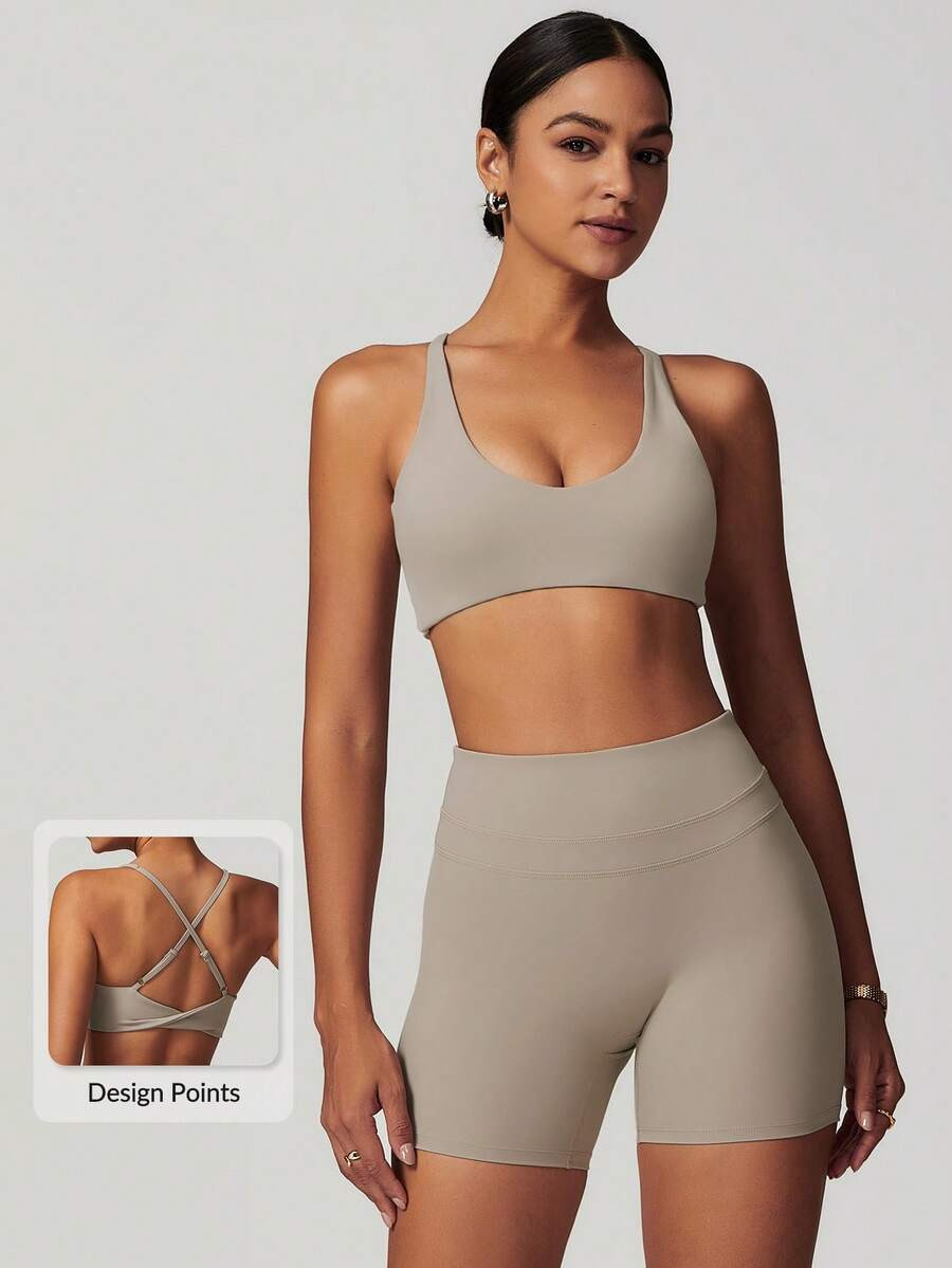 MASKERT Conjunto deportivo para mujer de primavera y verano, conjunto de chaleco, conjunto de fitness, conjunto de yoga, conjunto de ejercicio de running ajustado, conjunto de alta elasticidad | SHEIN