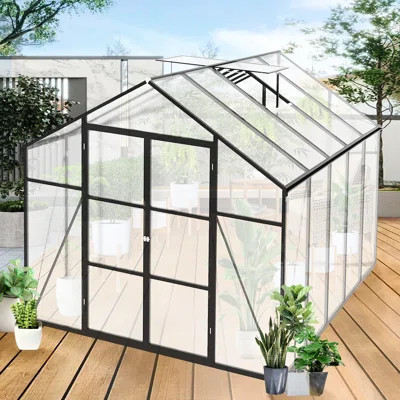 Outdoor Backyard Greenhouse 8X10 Ft - Heavy-Duty Build, Polycarbonate Panels, All, , Spacious, Simple Assembly, Reliable Drainage System For Enjoyment | Wayfair North America