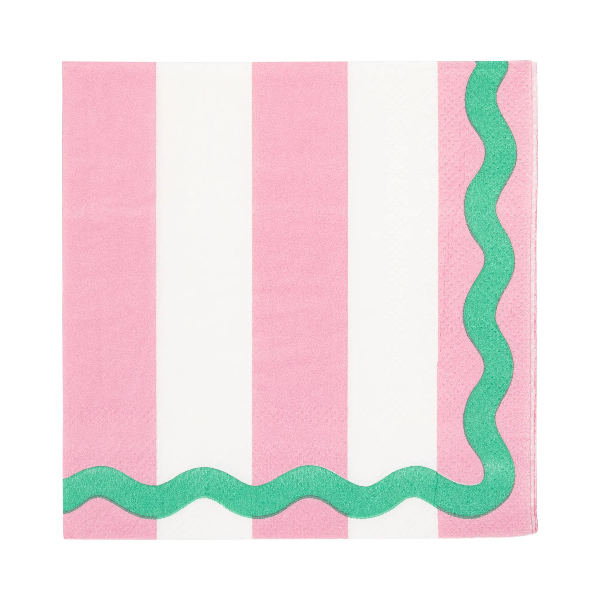 Pink and Green Stripes and Ric Rac Cocktail Napkin | My Mind's Eye