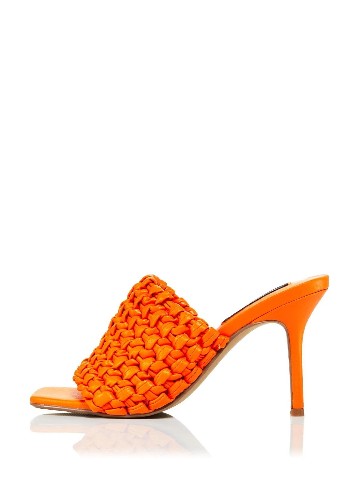 AQUA Womens Orange Padded Woven Katy Square Toe Stiletto Slip On Heeled Sandal 6 M | Walmart (US)