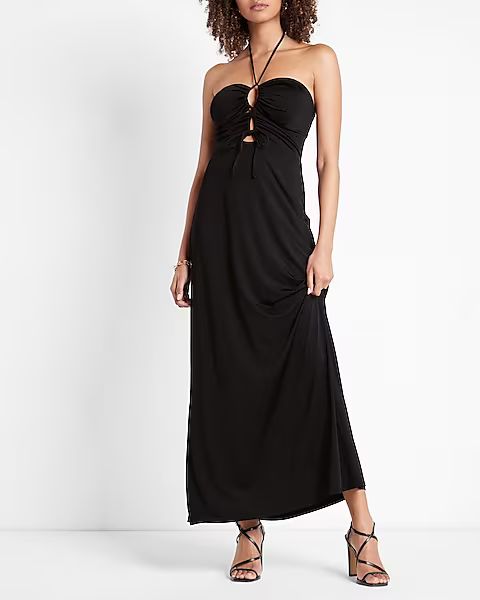 Body Contour Strappy Halter Maxi Dress | Express