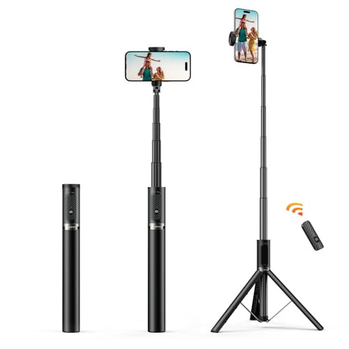 ATUMTEK 62" Selfie Stick Tripod, Aluminum Phone Tripod with Rechargeable Bluetooth Remote, Smartphone Tripod Compatible with iPhone Samsung and More, Perfect for Travel, Vlog, Video and Photo, Black | Amazon (US)