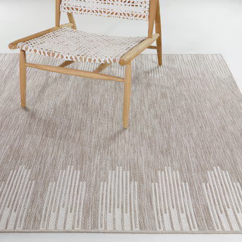 allen + roth 5 X 7 Tan Indoor/Outdoor Stripe Mid-century Modern Area Rug | Lowe's