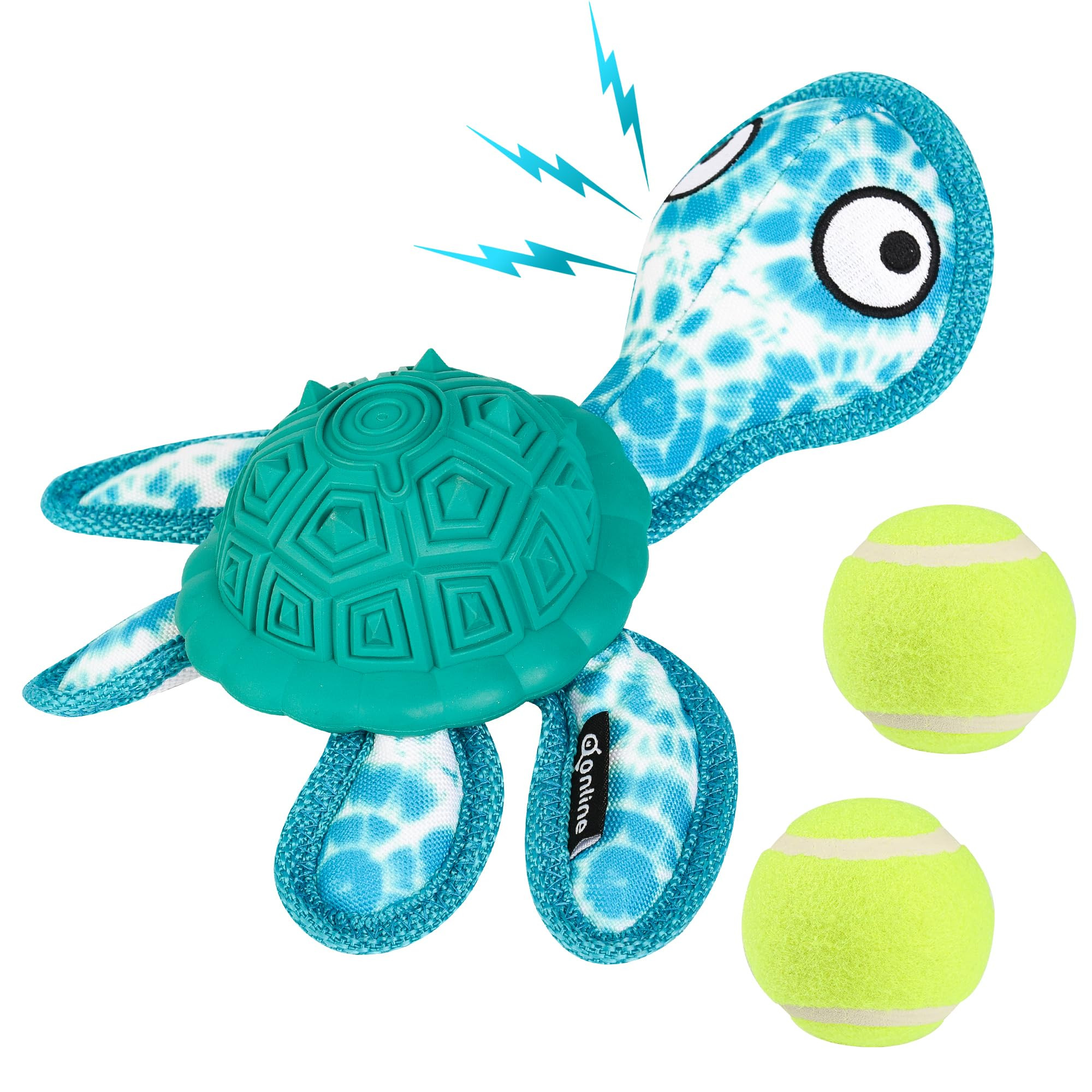 Dog Chew Toys,Puppy Teeth Chew Toys Durable Rubber Material Turtle Shape Dog Toys with 2 Tennis B... | Amazon (US)