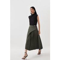 Tailored Buckle Detail Pleated Midi Skirt | Debenhams UK