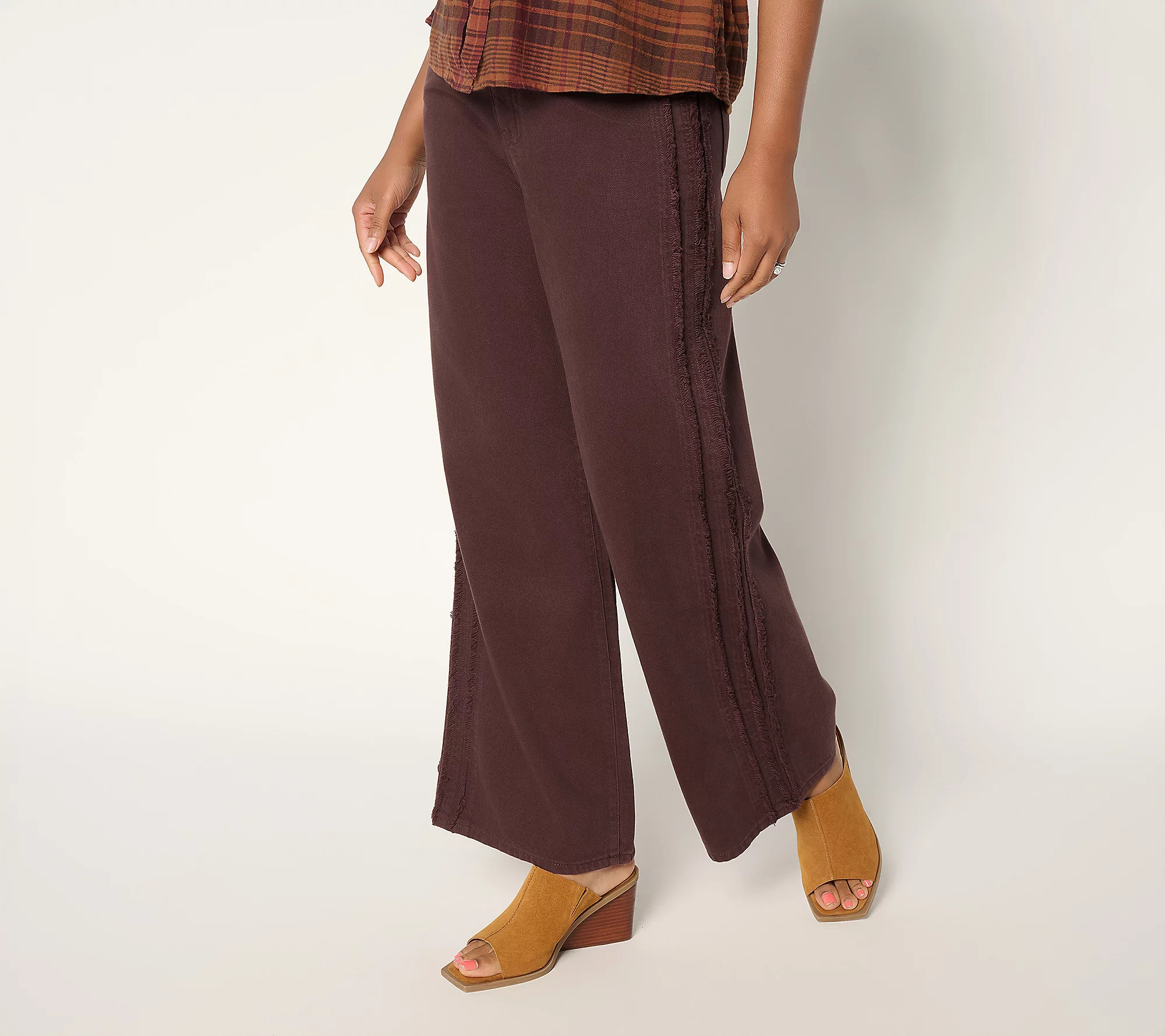 Me by Jennie Garth Petite Fray Detail Wide Leg Jeans | QVC