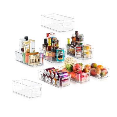 NutriChef Refrigerator Organizer Bins - 8-Piece Stackable Set, 4 Wide & 4 Narrow, BPA-Free, Clear | Target