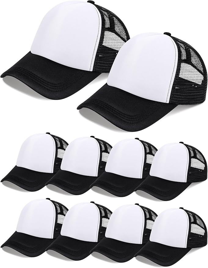 10 Pcs Sublimation Blank Trucker Hats Bulk Mesh Baseball Cap Polyester Mesh Trucker Hat for Men a... | Amazon (US)