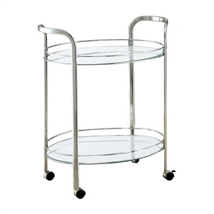 Furniture of America Mathew Contemporary Metal Rounded Design Bar Cart in Chrome | Cymax