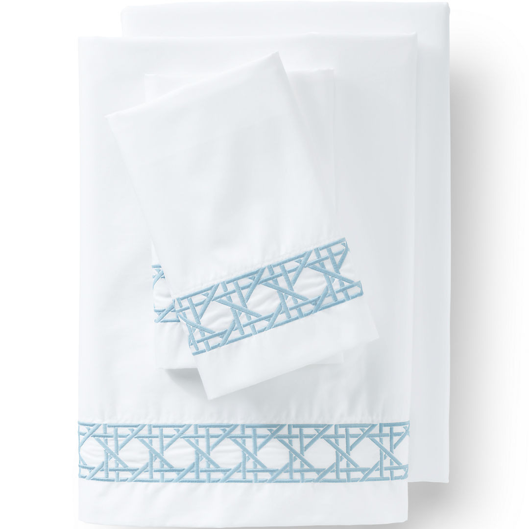400 Thread Count Premium Supima Cotton No Iron Sateen Embroidered Cane Weave Bed Sheet Set | Lands' End (US)