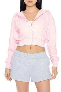 Cropped Fleece Zip-Up Hoodie | Forever 21