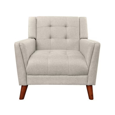 GDFStudio Anvith Mid-Century Modern Tufted Upholstered Club Chair, Beige | Target