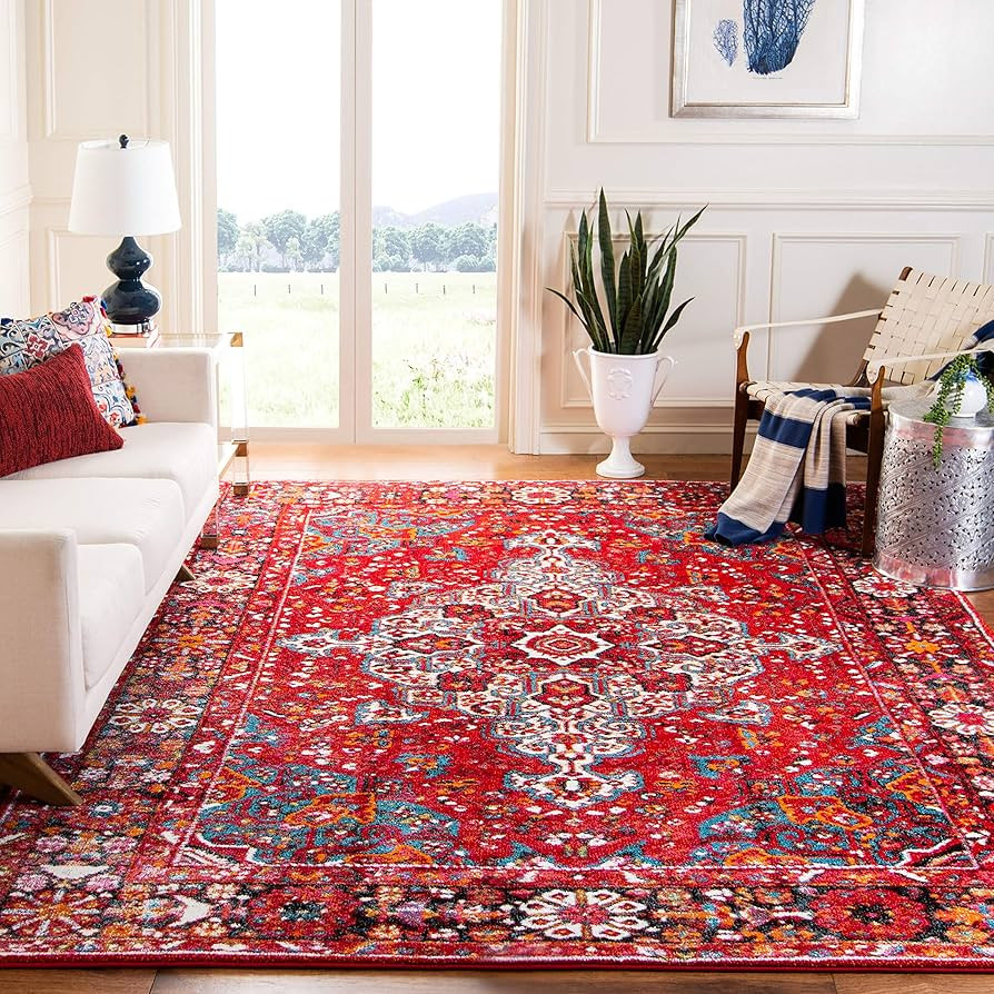 SAFAVIEH Vintage Hamadan Collection Area Rug - 8' x 10', Red & Multi, Oriental Traditional Persia... | Amazon (US)