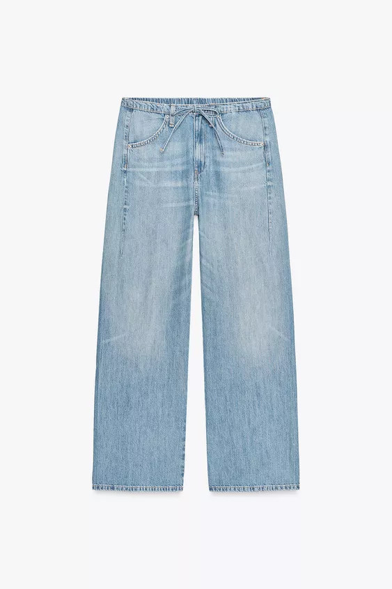 TRF FLOWY DRAWSTRING DENIM PANTS | Zara Canada