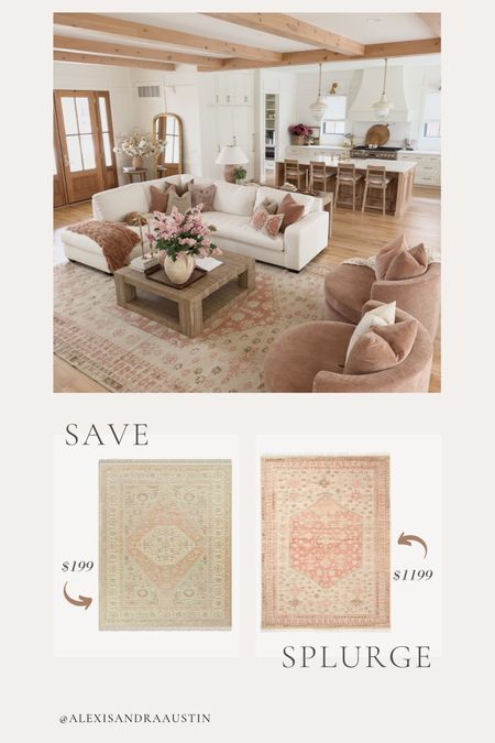 Save or splurge on my spring area rug! Loving this affordable find to compliment the pops of pink throughout the living room

Home finds, neutral area rug, pops of pink, save or splurge, area rug alternative, Pottery Barn style, living room refresh, deal of the day, neutral home, aesthetic home, creamy whites, natural wood tones, Wayfair, vintage inspired area rug, shop the look!

#LTKSeasonal #LTKhome #LTKstyletip