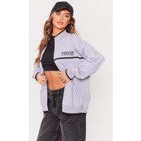 Grey Marl Service Announcement Piping Zip Up Jacket | PrettyLittleThing US