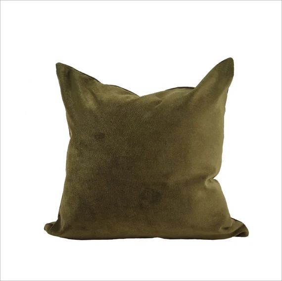 Dark Olive Green Pillow Cover, Olive Velvet Pillow, All Size Pillows Custom, Velvet Pillow Cover,... | Etsy (US)