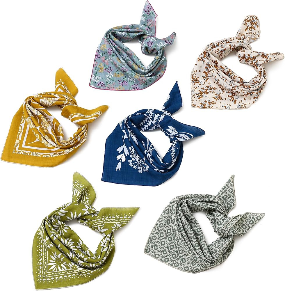 Multicolored 22''x22'' Cotton Bandana for Women and Men Multi-purpose Headband Hair Scarf Protect... | Amazon (US)